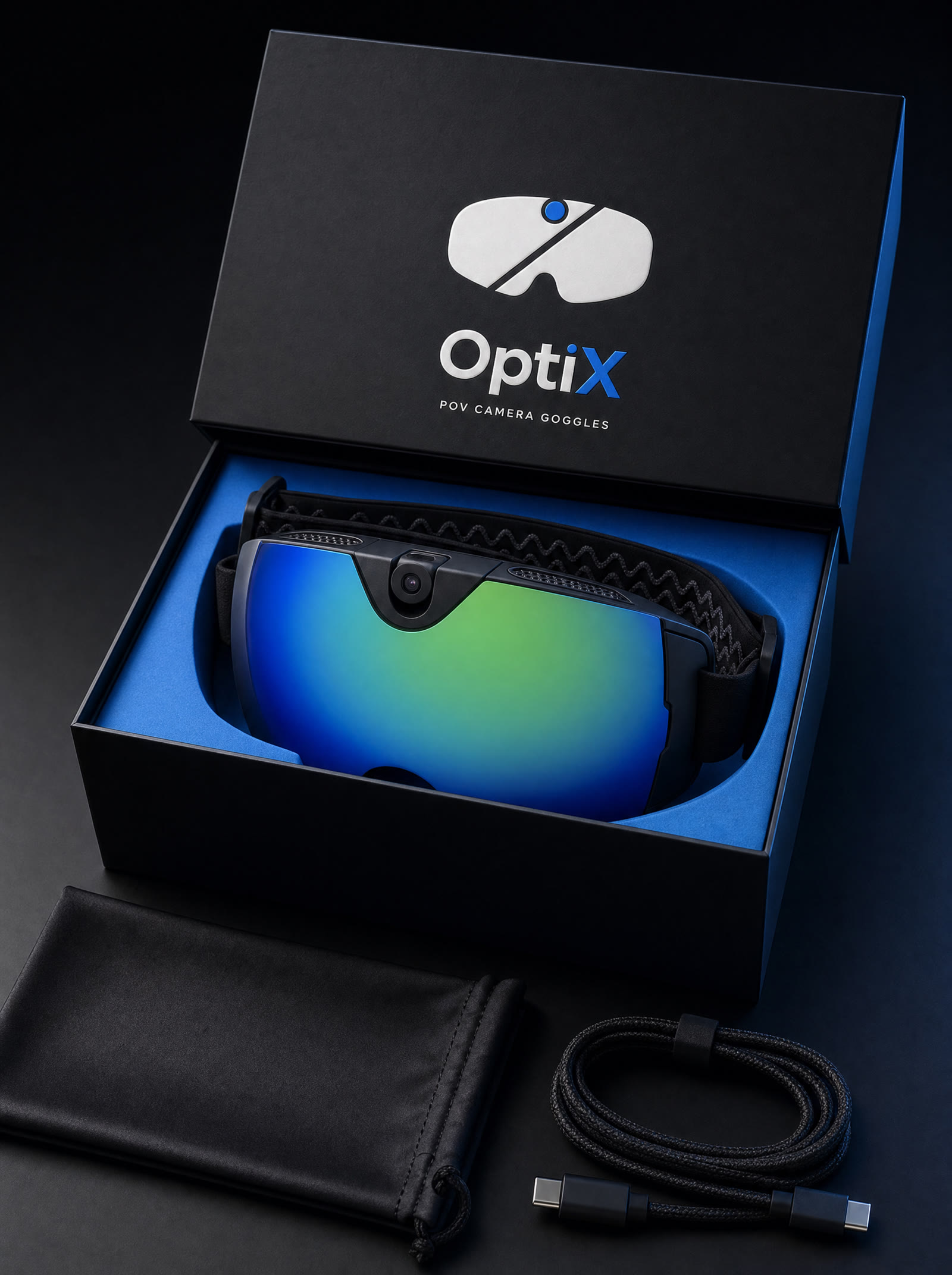 Confezione OptiX aperta con la maschera